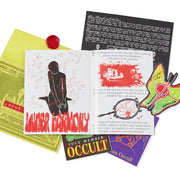 Illustrated Zine, 12 pages, 2 color, sticker pack, Locus Occult, cult invitation letter