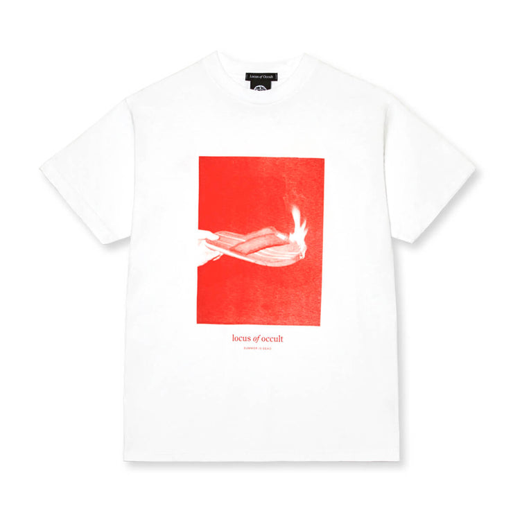 Locus Occult vintage fit, oversized graphic t-shirt. 100% cotton garment dyed heavyweight tee, made in the USA. Screen-printed in NYC. White essential t-shirt.